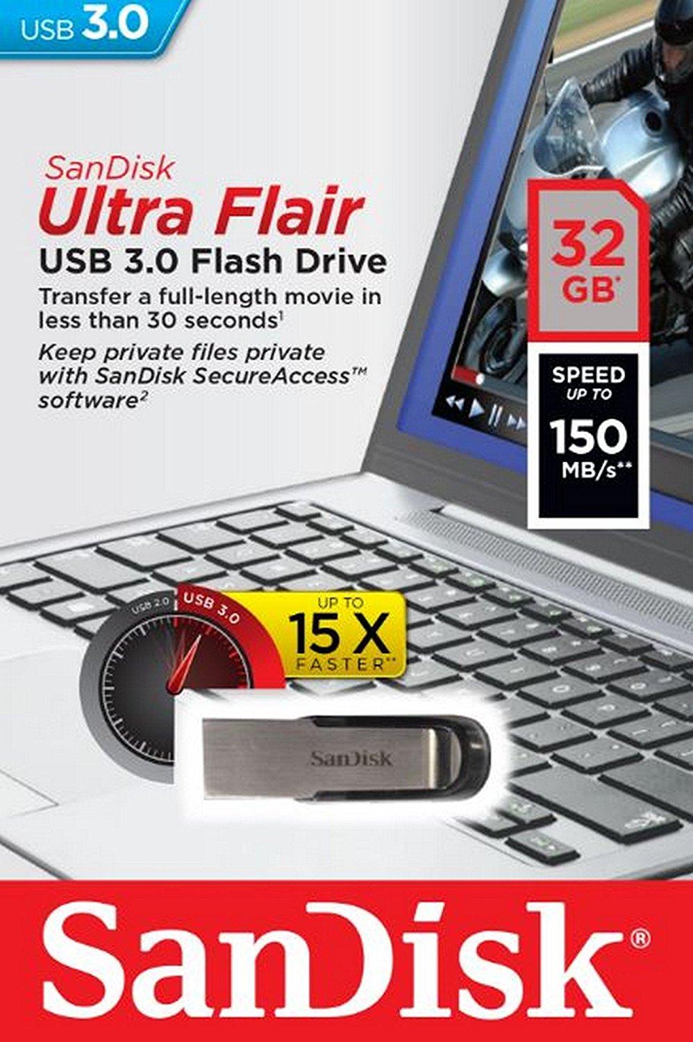 USB 3.0 SanDisk CZ73 Ultra Flair 32GB 150Mb/s (Bạc) Nhất Tín Computer