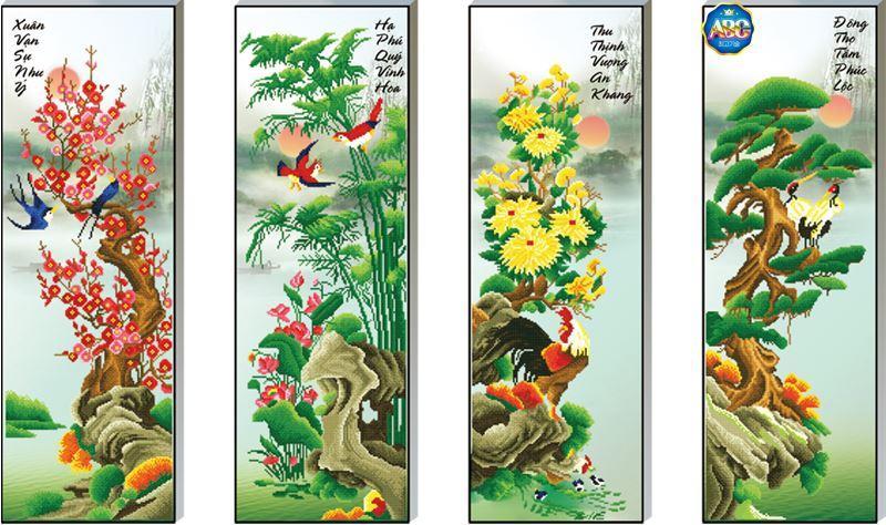 Tranh đính đá tứ quý df252 146x100cm