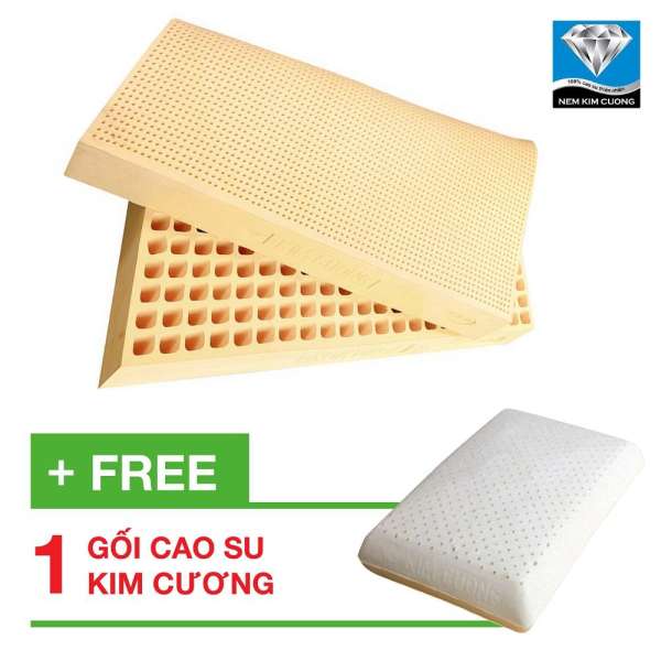 Nệm Cao Su Kim Cương Happy Gold 180x200x5cm + Tặng 1 Gối cao su Kim Cương