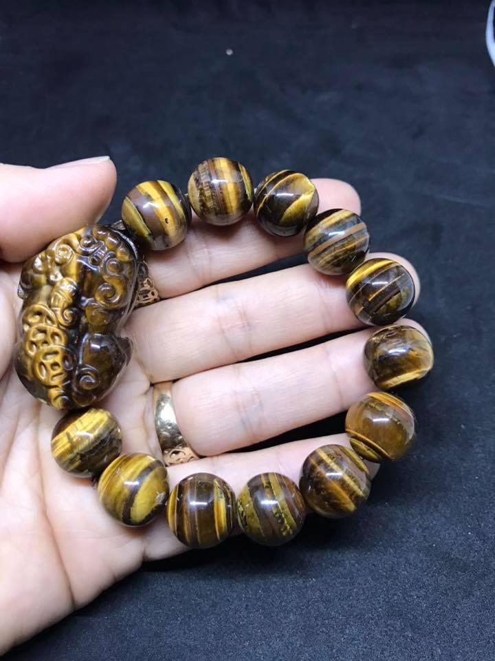 VÒNG TAY TỲ HƯU ĐÁ MẮT HỔ 14LY