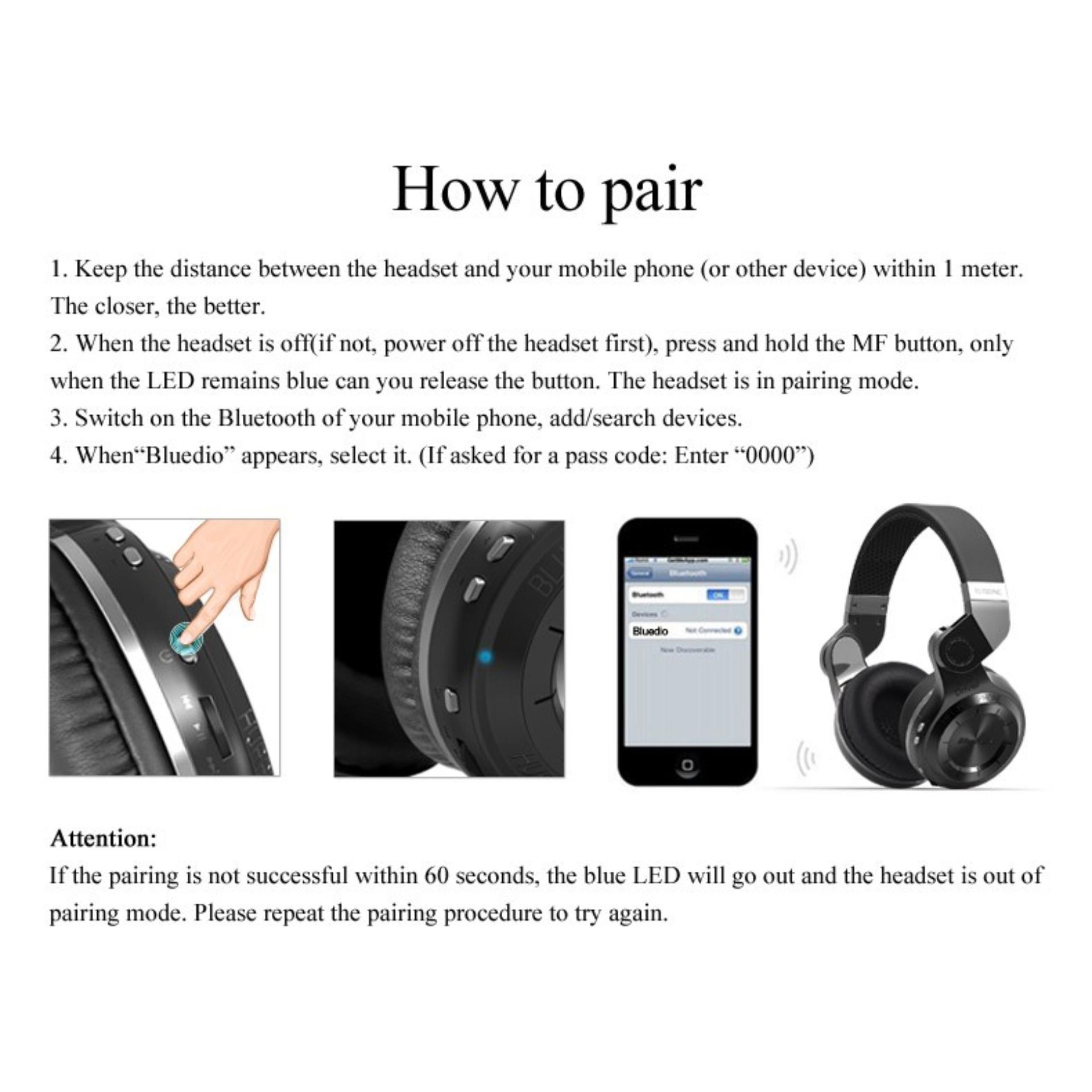 Tai Nghe Bluetooth Bluedio T2 (Đen) - Hàng Nhập Khẩu
