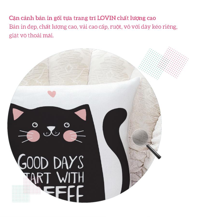 Gối Tựa Lưng Văn Phòng GM1030 Good Days Start With Coffee Vải Cao Cấp