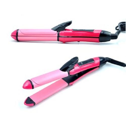 Máy uốn xoăn, duỗi thẳng  2 in 1 đa năng (Hồng)