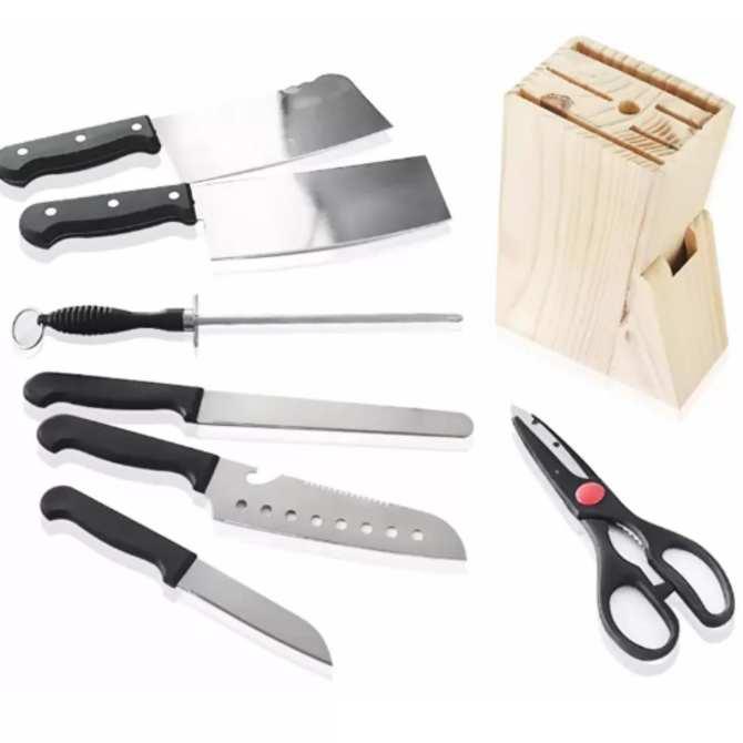 Bộ dao kéo nhà bếp 7 món thép không gỉ kèm kệ cài tiện dụng
