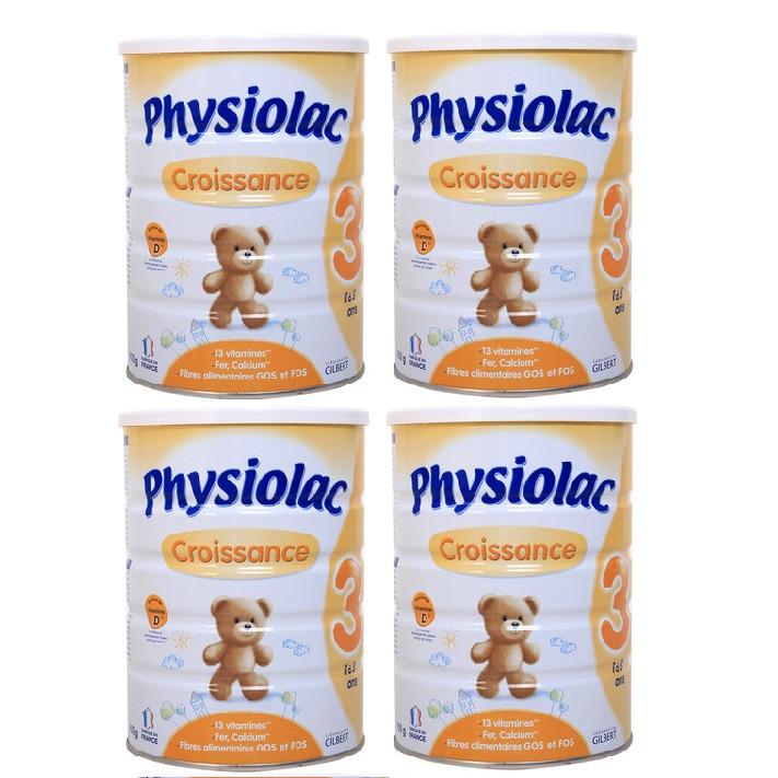Bộ 4 hộp sữa Physiolac Croissance số 3 - 900g (1 - 3 tuổi) (hộp thiếc)