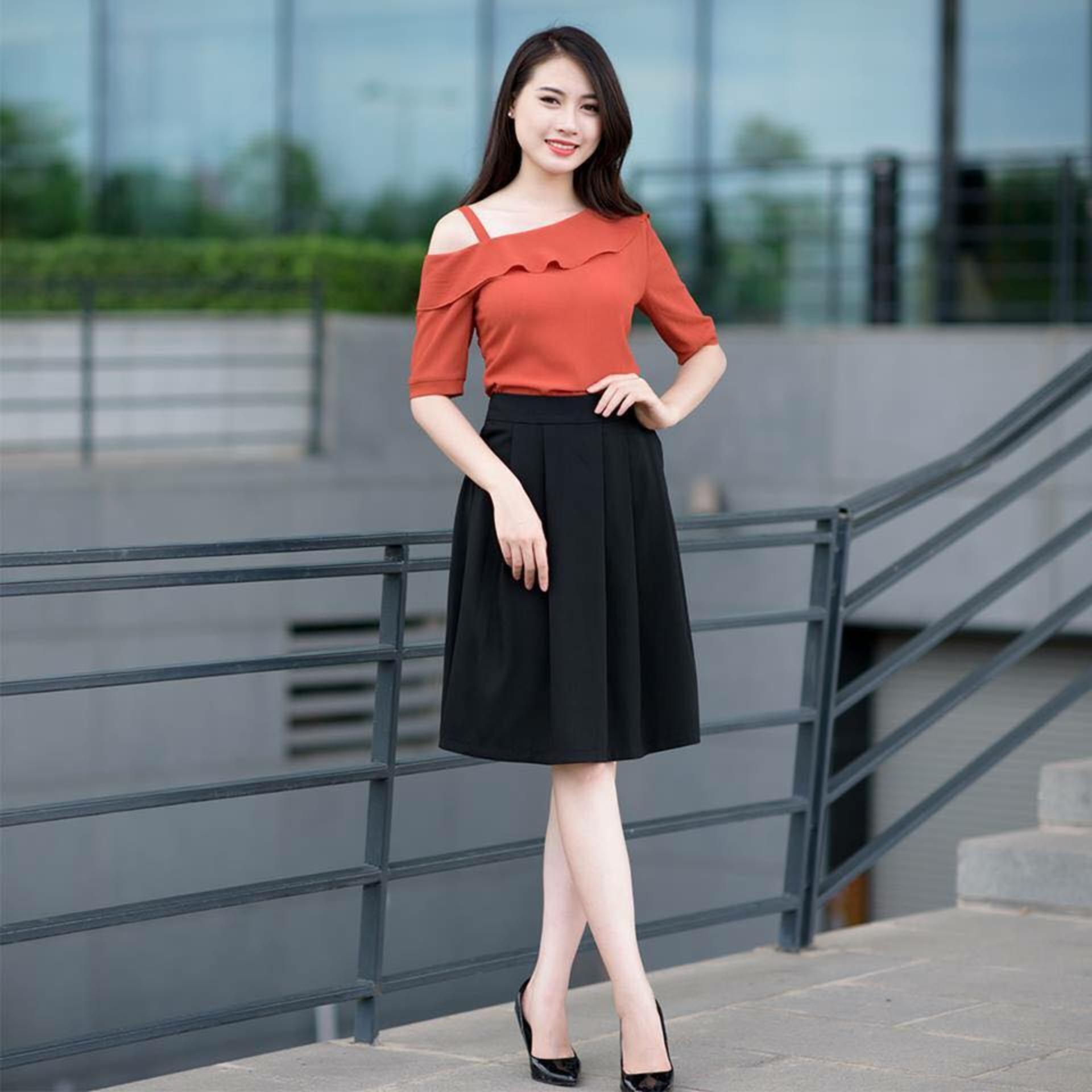 Áo thời trang trẻ tay rớt bèo cổ mới CAM ĐẤT