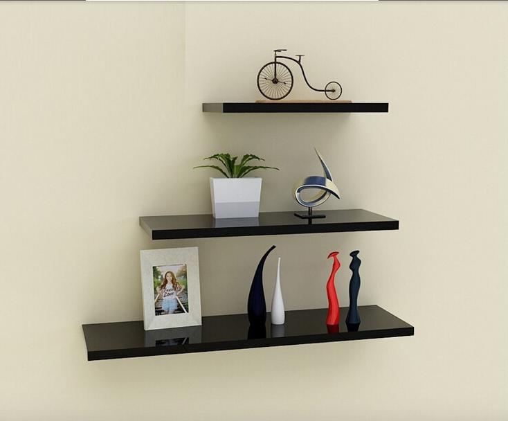 [HCM]Kệ treo tường để đồ nhà tắm 3 tầng gỗ Lõi xanh chống ẩm ngang 40-50-60cm sâu 15cm giúp để đồ tiện lợi (Đen)