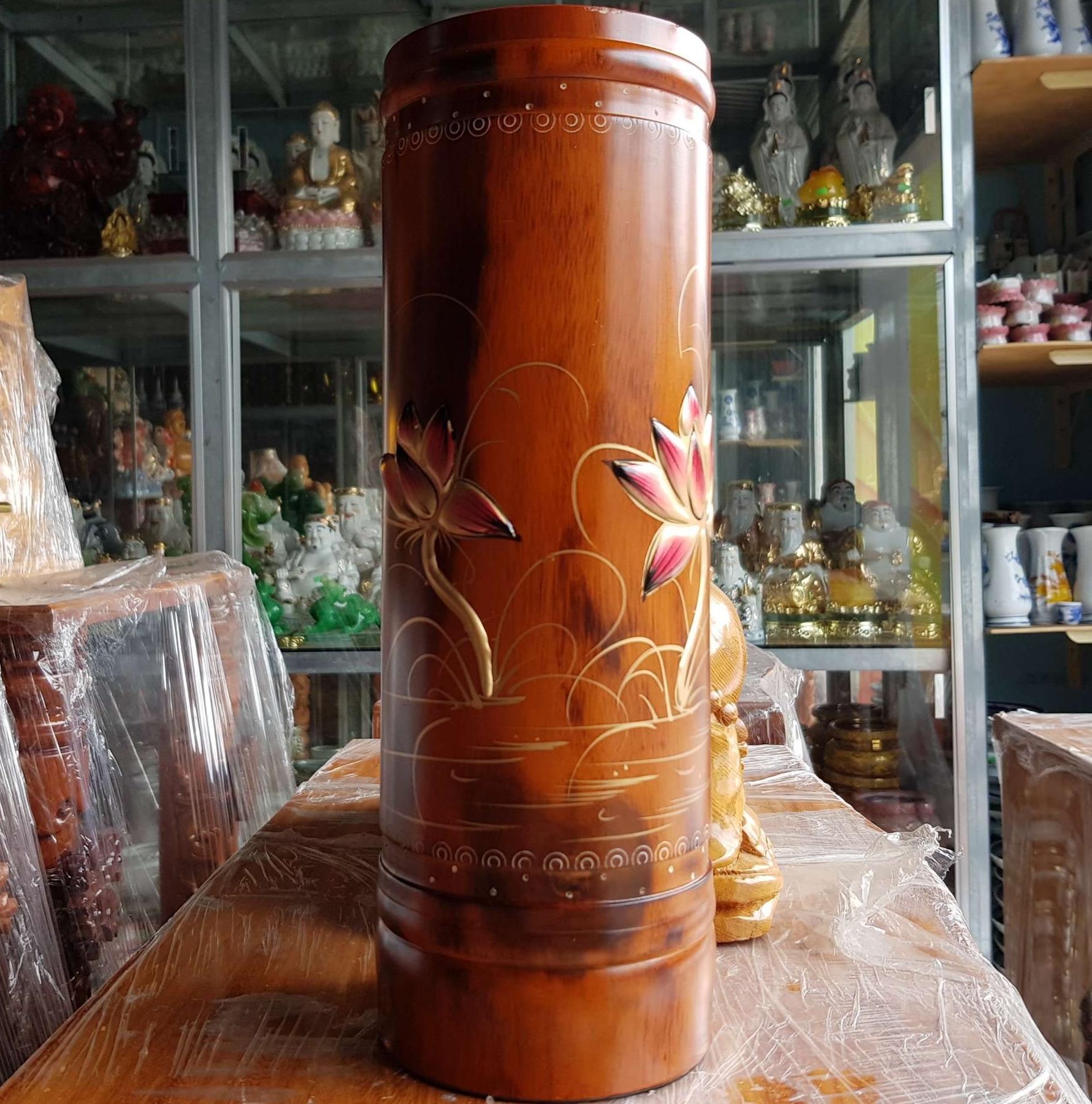 Ống nhang gỗ tràm bông vàng cao 32 cm