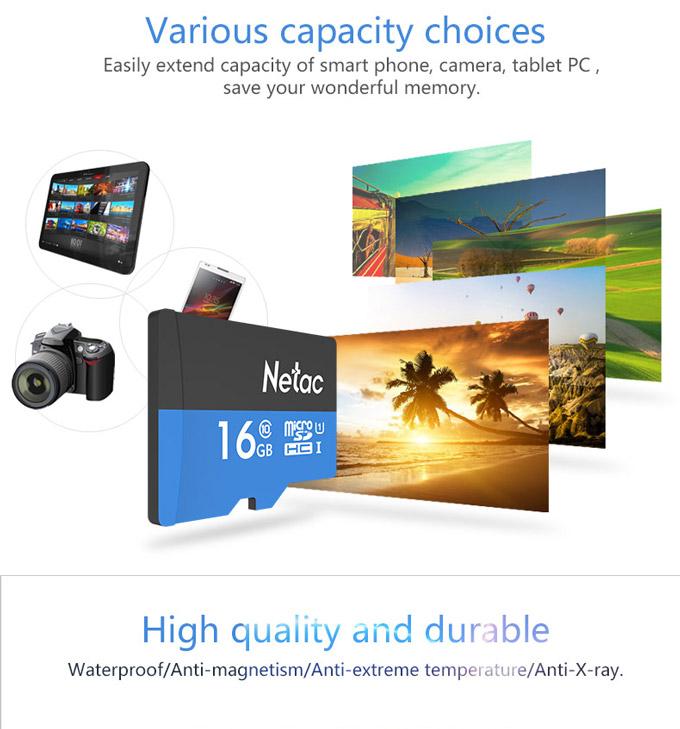 Thẻ nhớ camera Micro SD Netac 16gb,  Class 10 (Bảo hành 5 năm)