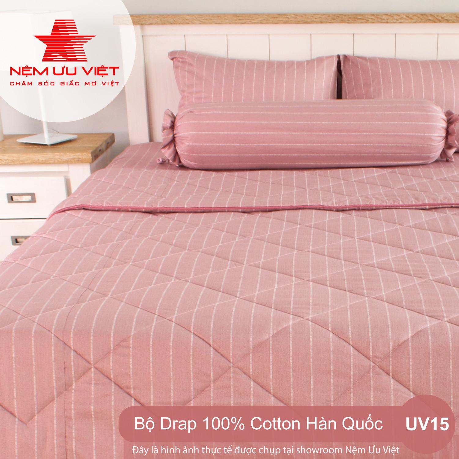 Bộ chăn drap 100% cotton Hàn Quốc UV15 (1m6x2m0)