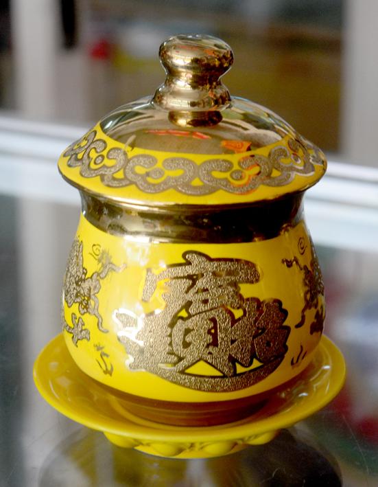 [HCM]Ly nước thờ cúng rồng vàng 3D cao 10cm