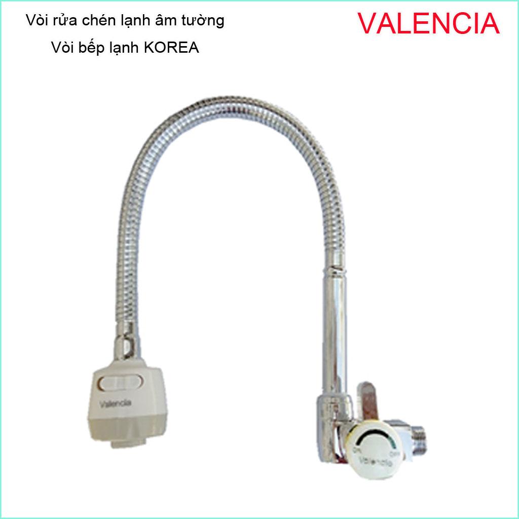[HCM]Vòi rửa chén bát Valencia Korea KAG-KB03 âm tường vòi chậu lạnh gắn tường cần bẻ lò xo gắn tường xả nước mạnh sử dụng tốt