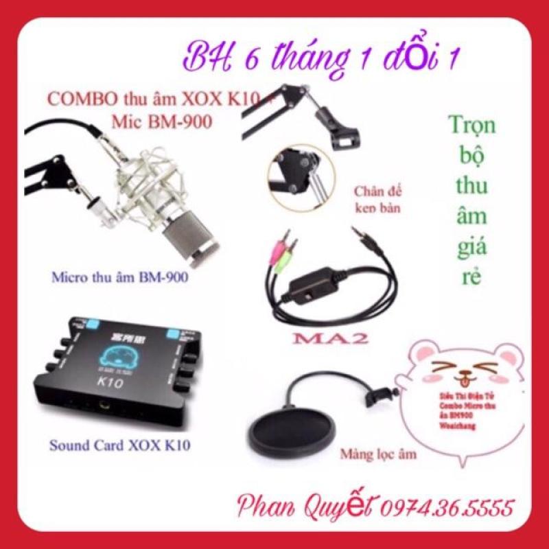 COMBO Bộ Livestream WOAICHANG BM900- Dây Live XOX K10- Chân Kẹp Míc- Màng Lọc Âm