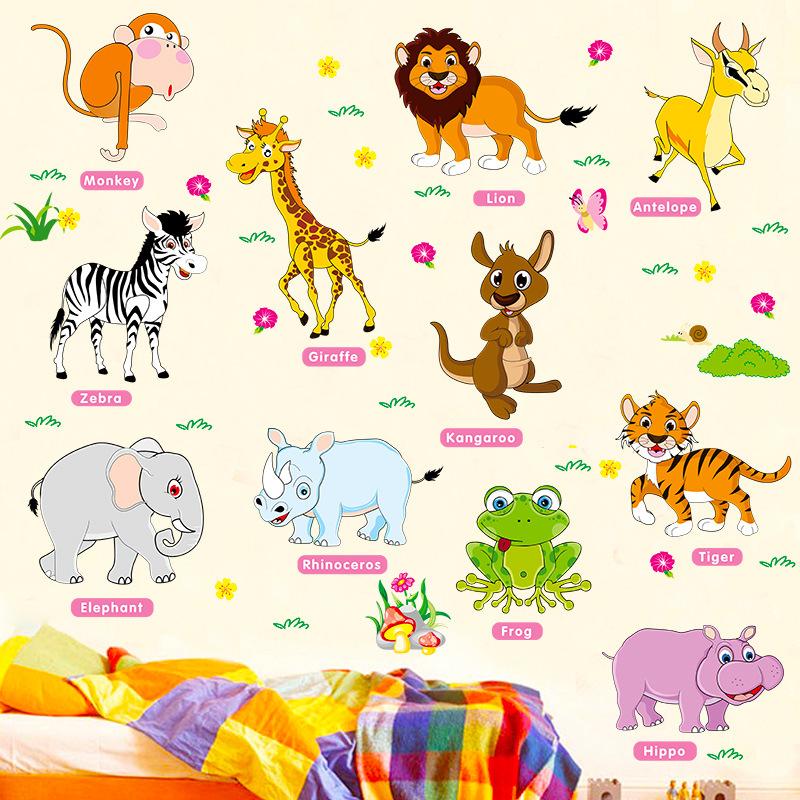 Decal dán tường từ tiếng anh về loài vật cho bé AM9215-kiddecals