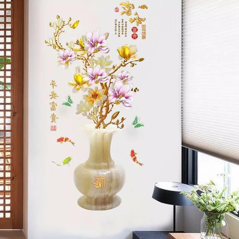 DECAL DÁN TƯỜNG TẾT BÌNH HOA MAI