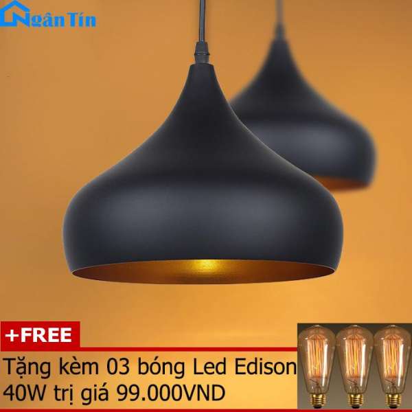 Bộ 3 đèn thả trần trang trí nhà quán cà phê THCN01 (Tặng kèm 03 bóng Led Edison 40W)