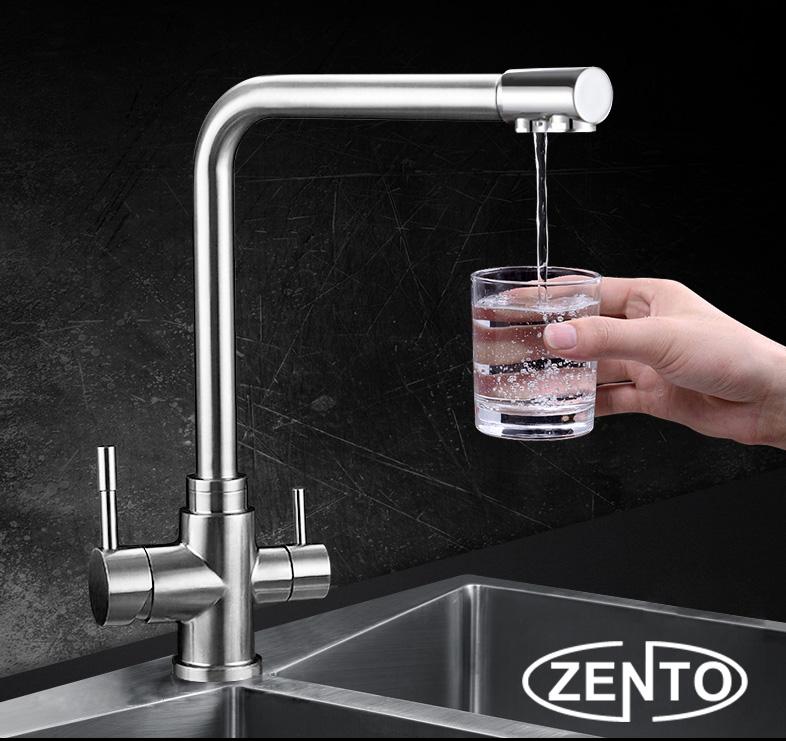 Vòi rửa bát 3 đường nước inox304 Zento SUS5569 (Xám)