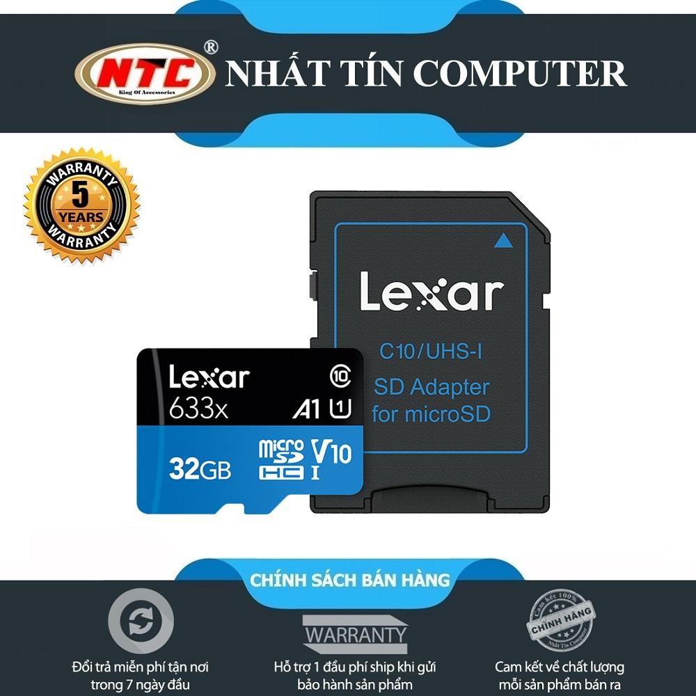 Thẻ Nhớ MicroSDHC Lexar 32GB A1 V10 633x U1 95MB/s - kèm Adapter (Xanh)