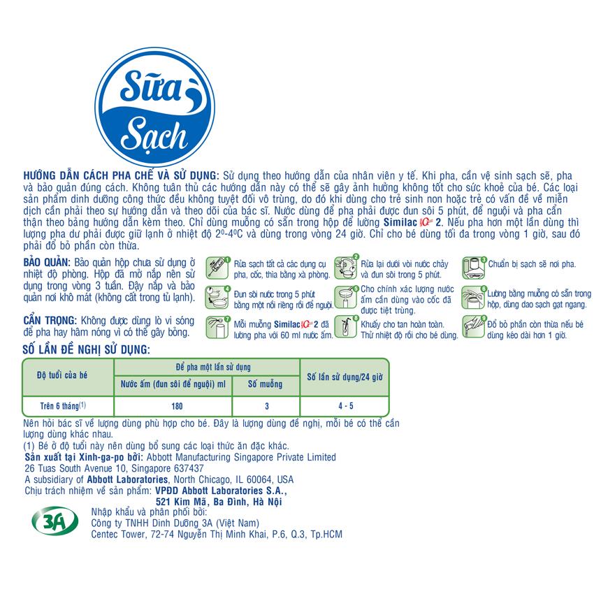 Sữa bột Similac IQ 2 HMO 900g (mẫu mới)