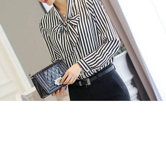 TOP165QU SƠ MI SỌC CỔ THẮT NƠ