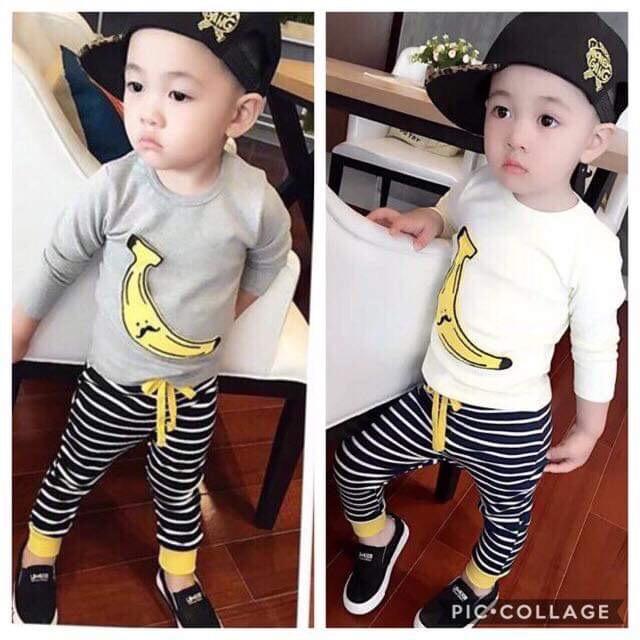 [HCM]Bộ đồ thu đông in hình chuối Bo057 (có bảng Size hình cuối)