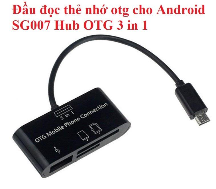 Đầu đọc thẻ Android + Hub OTG 3 trong 1