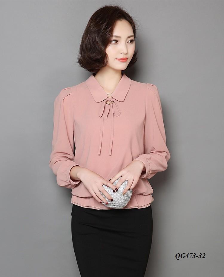 Áo kiểu tay dài thắt nơ - size s-6xl