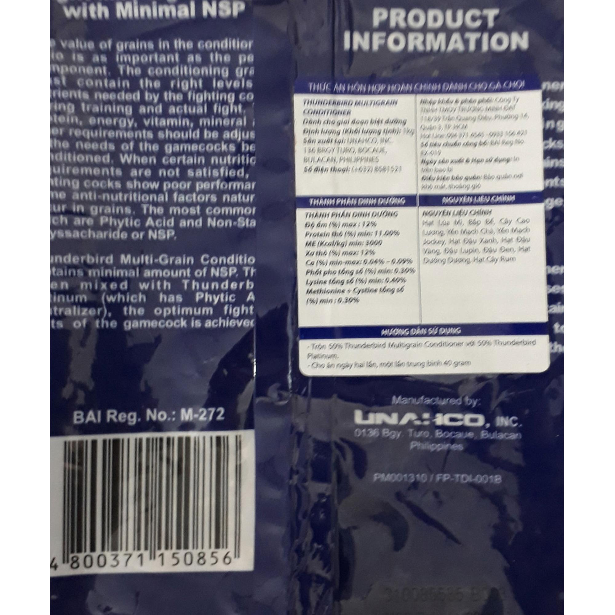 Ngũ Cốc Gà Đá Thunderbird 1kg - Thức Ăn Gà Đá Cao Cấp