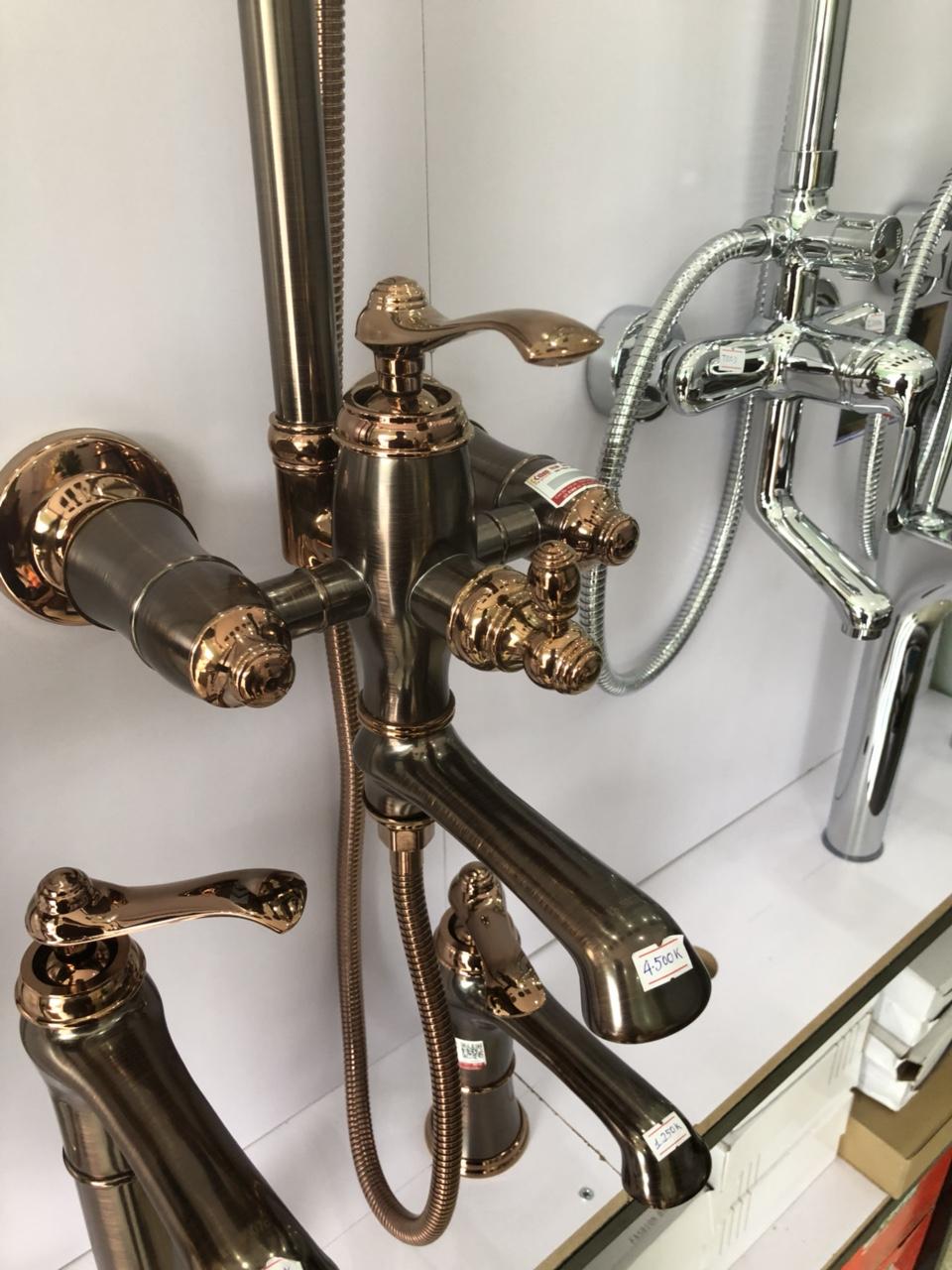 Combo sen cây đồng mạ giả cổ Ko4118 (kèm vòi lavabo)