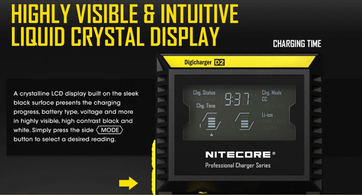 Sạc Pin Nitecore D2 cho pin 18650, 26650, AA, AAA...