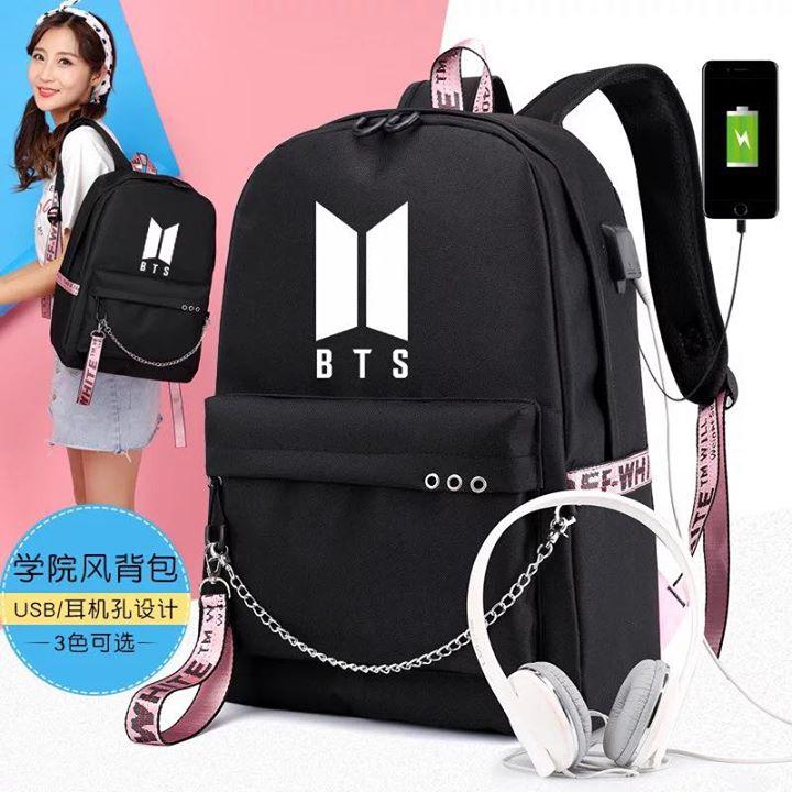 Balo BTS cặp sách BTS idol Hàn quốc thông minh kèm dây sạc dành cho fan hâm mộ army