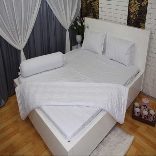 Bộ Drap giường Cotton cao cấp Thắng Lợi màu trắng (kích thước 1m6*2m*20cm/ 1m8*2m*20cm) - bộ 4 món gồm (1 Drap + 2 vỏ/áo gối + 1 vỏ/áo gối ôm)