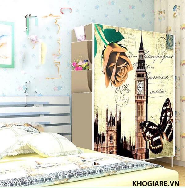 Tủ Vải 3D 3 Buồng 8 Ngăn đựng quần áo