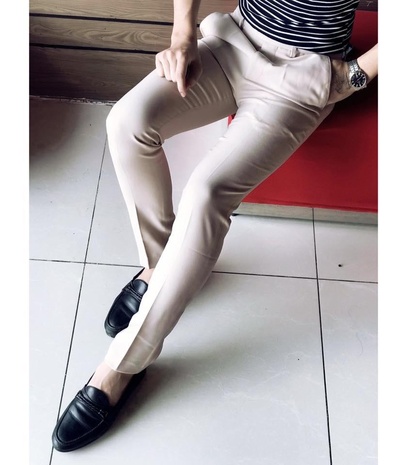 Quần âu nam màu trắng kem
