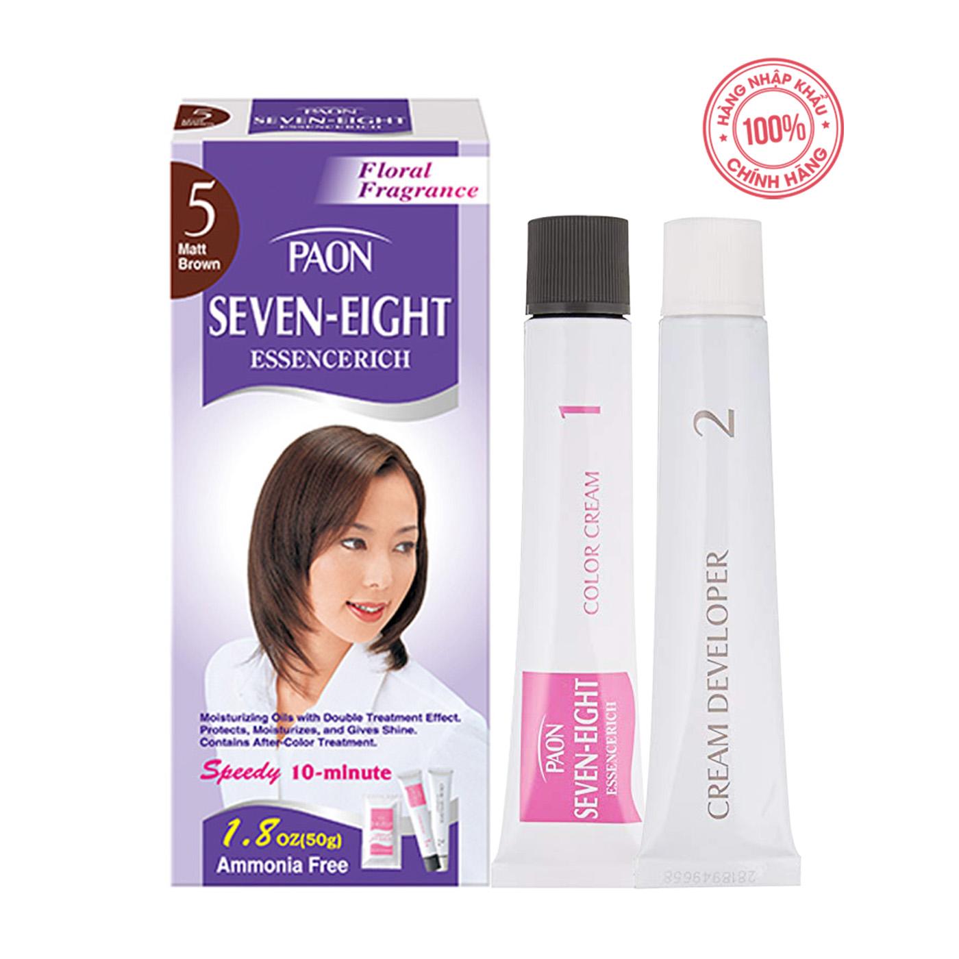 Nhuộm phủ bạc dưỡng chất Seven Eight số 5 (Nâu vừa) Nhật Bản (50g + 50g)