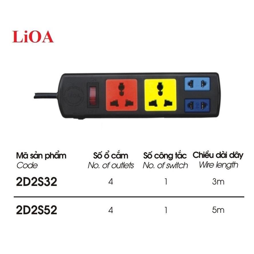 Ổ cắm kéo dài đa năng kết hợp lioa 2d2s32
