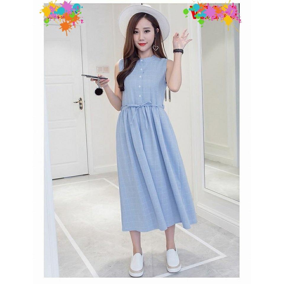 Đầm bầu caro cổ trụ