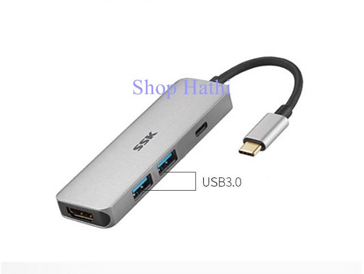 Cáp chuyển USB Type-C sang HDMI+2 USB 3.0 SSK SHU-C530