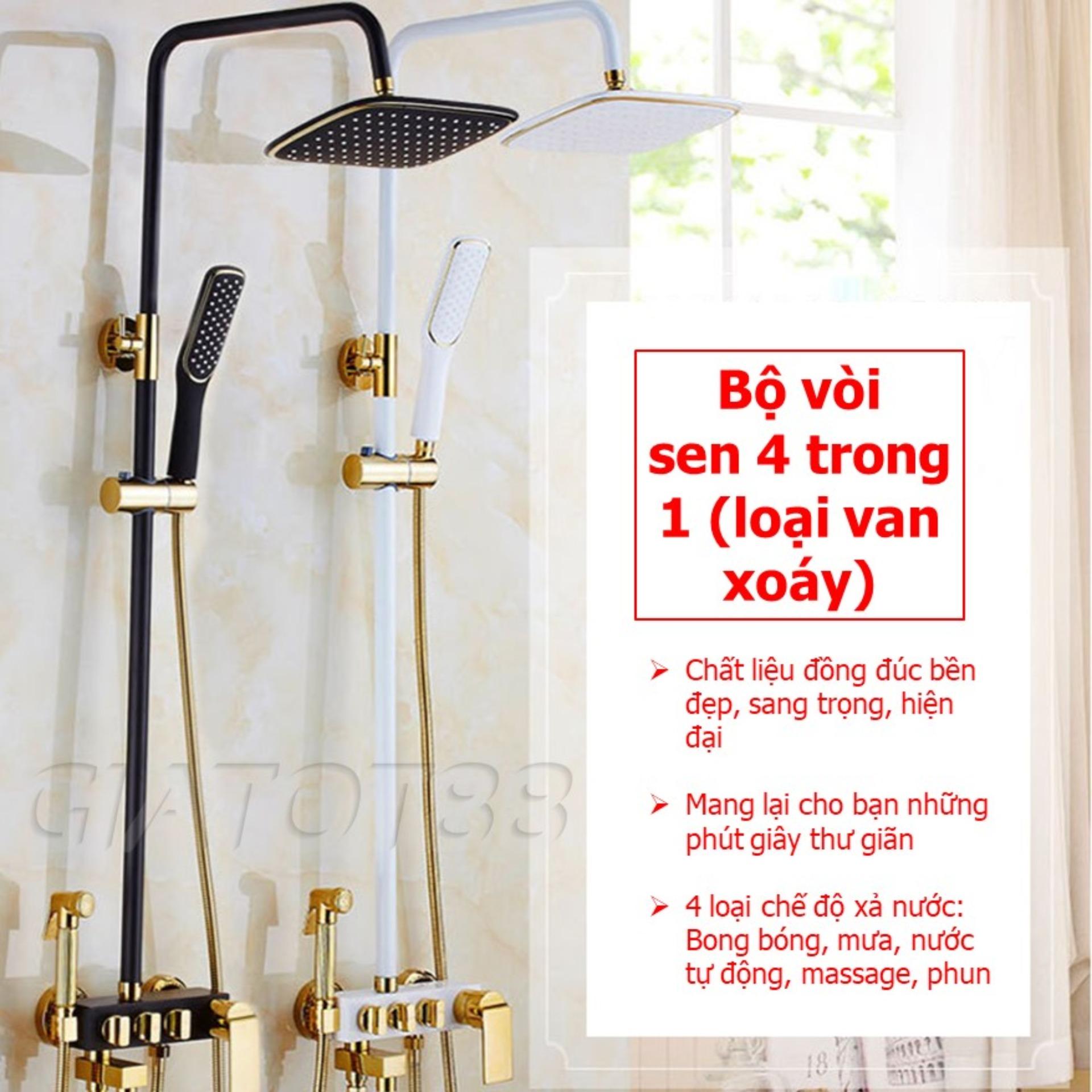 Bộ Vòi Sen Tắm Cao Cấp, Bộ Vòi Sen 4 Trong 1 Loại Van Xoáy Chất Liệu Đồng Đúc Cao Cấp, Thiết Kế Sang Trọng Tôn Nên Vẻ Đẹp Ngôi Nhà Bạn