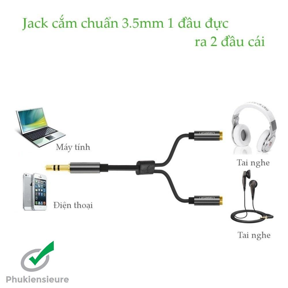 Cáp Audio 3.5mm 1 ra 2 UGREEN 10532 (20cm)