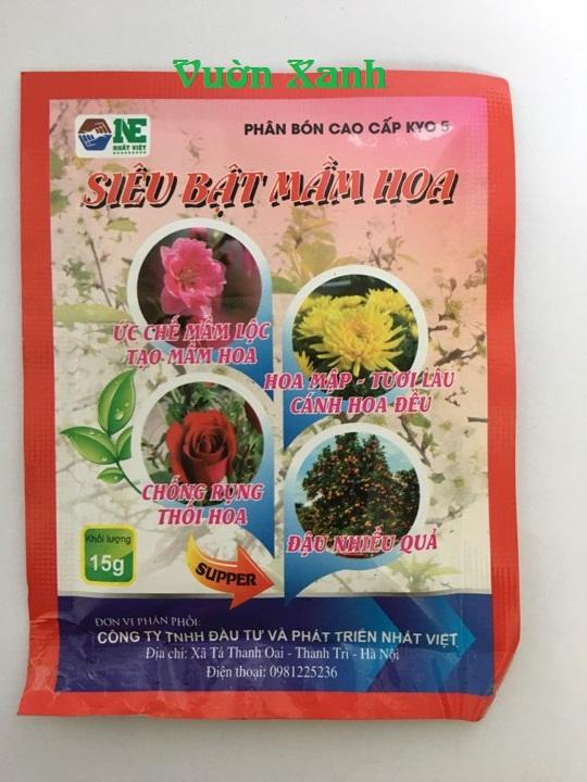 Phân bón Siêu bật mầm hoa 15gr kích thích ra hoa dùng cho hoa hồng, lan, cúc, trà,...