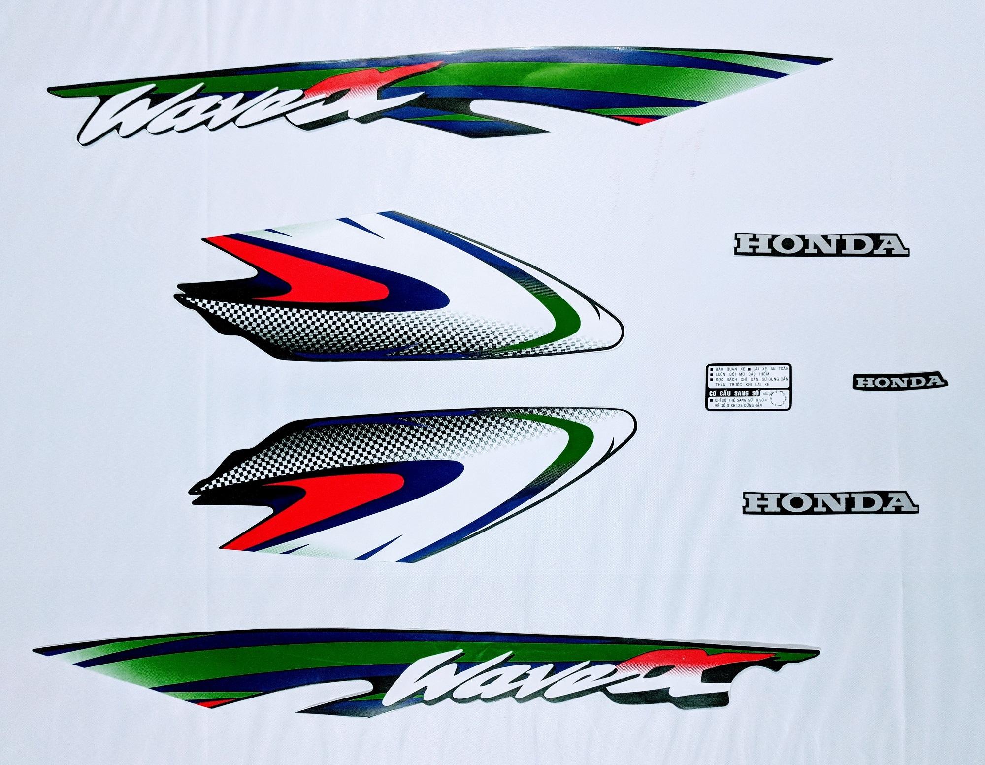 Bộ tem dán xe máy wave anpha lốc bạc (màu xanh lá)