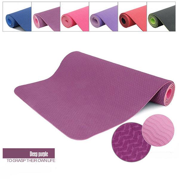 Thảm tập yoga tpe 2 lớp cao cấp(kèm tặng túi) (xanh dương ,tím và hồng)