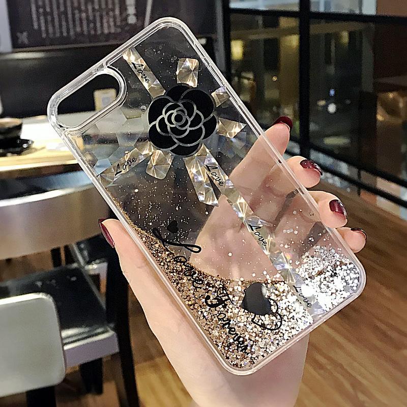 Ốp Lưng Nhũ Chảy Hoa - Iphone 6, 6plus, 7, 7plus, 8, 8plus, X, Xs