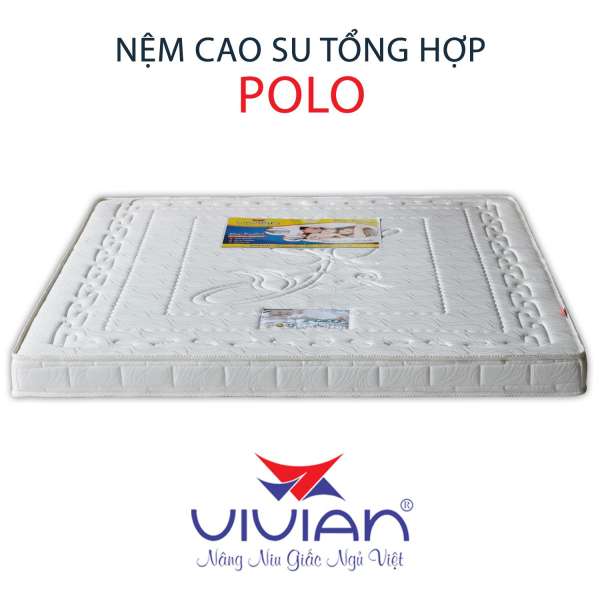 Nệm Cao Su Tổng Hợp Polo VIVIAN (1.0 x 2.0 m) Nền Trắng Chần Hoa Hồng