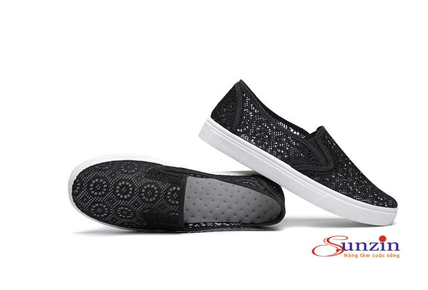 Giày lười nữ ren siêu thoáng chân (đen), size từ 35-40