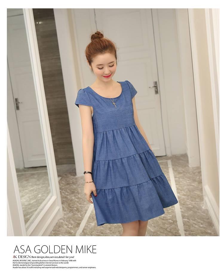 Đầm (Váy) Bầu Giả Bò Tầng Cộc Tay