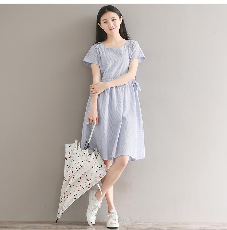 Đầm bầu công sở kẻ xinh 01