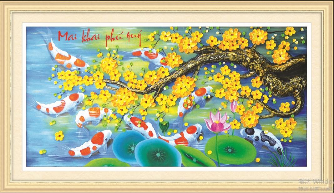 Tranh đá mai khai phú quý 88553 112x60cm