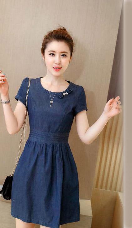 Đầm Jeans Eo Xếp Ly Sành Điệu D676